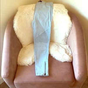 Light blue moto leggings